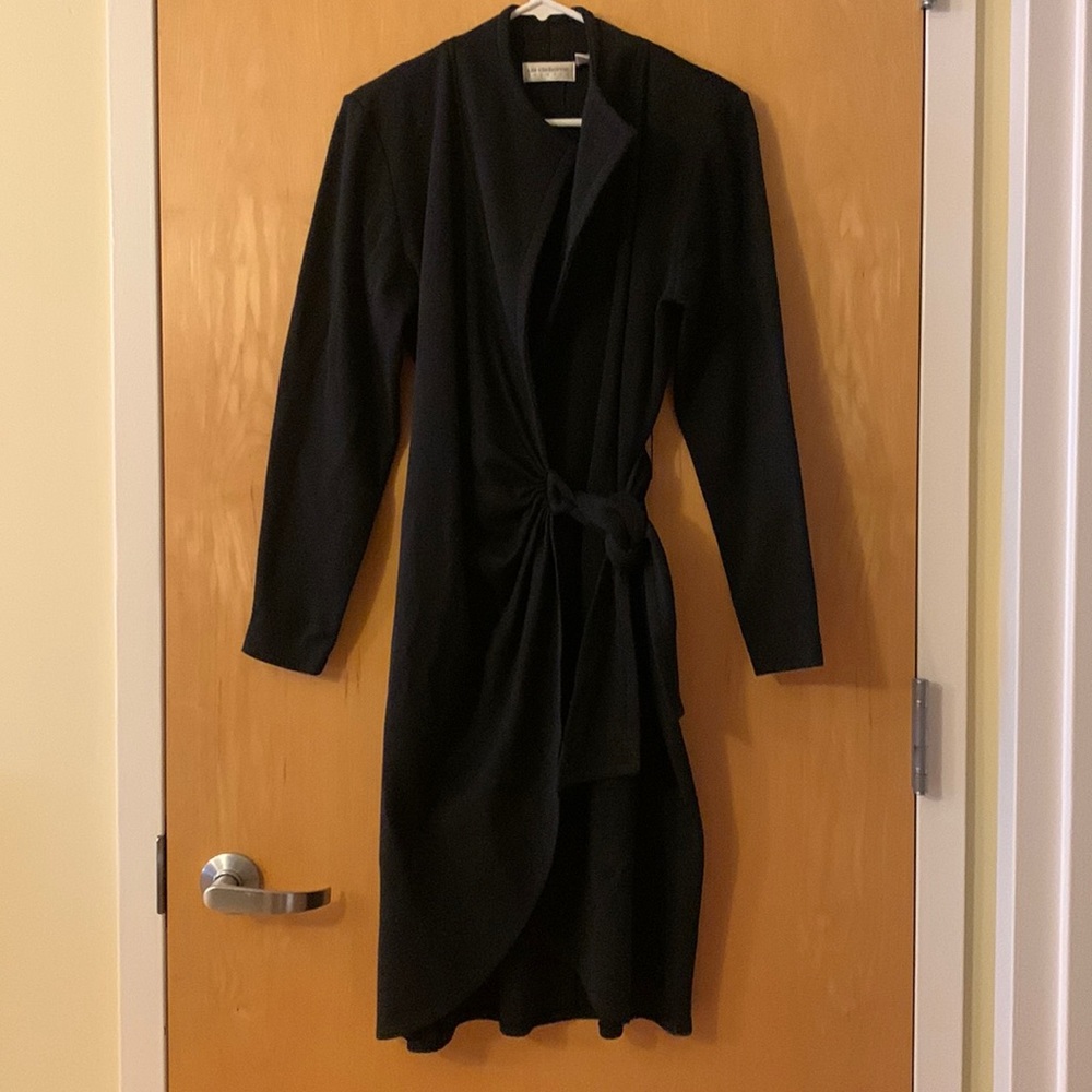 Liz Clairborne Wool Blend Black Wrap Dress in Size Small
